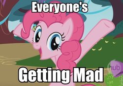 Size: 600x421 | Tagged: safe, pinkie pie, g4, brony, caption, image macro, rage, shitstorm, u mad