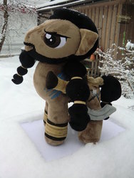 Size: 774x1032 | Tagged: safe, artist:caleighs-world, earth pony, pony, crossover, customized toy, doll, game of thrones, irl, khal drogo, outdoors, photo, plushie, ponified, snow, solo, toy