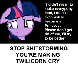 Size: 1716x1452 | Tagged: safe, twilight sparkle, g4, alicorn drama, crying, meta, shitstorm, twilicorngate