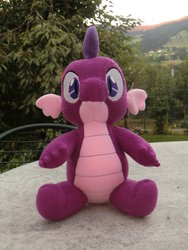 Size: 774x1032 | Tagged: safe, artist:caleighs-world, oc, oc only, dragon, customized toy, irl, outdoors, photo, plushie, sitting, solo, toy