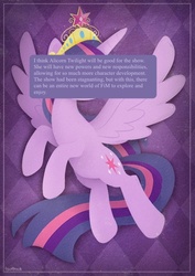 Size: 496x701 | Tagged: safe, twilight sparkle, alicorn, pony, g4, alicorn drama, confession, drama, text, twilight sparkle (alicorn)