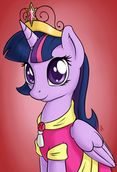 Size: 1200x1768 | Tagged: safe, artist:fearingfun, twilight sparkle, alicorn, pony, g4, magical mystery cure, season 3, clothes, coronation dress, cute, dress, female, looking at you, mare, smiling, smiling at you, twiabetes, twilight sparkle (alicorn)
