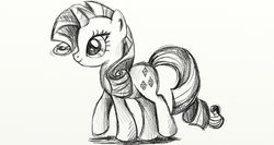 Size: 1366x728 | Tagged: safe, artist:emilylovesponies, rarity, pony, g4, female, monochrome, simple background, solo, traditional art