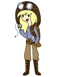 Size: 533x700 | Tagged: safe, artist:skatergirl8888, derpy hooves, human, g4, clock, cute, goggles, humanized, simple background, solo, steampunk, transparent background