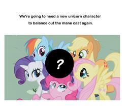 Size: 914x782 | Tagged: safe, applejack, fluttershy, pinkie pie, rainbow dash, rarity, twilight sparkle, friendship is magic, g4, magical mystery cure, alicorn drama, hilarious in hindsight, mane six