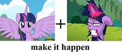 Size: 1814x839 | Tagged: safe, twilight sparkle, g4, alicorn drama, exploitable meme, make it happen, text, twilight snapple, twilight sparkle (alicorn)