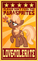 Size: 1648x2600 | Tagged: safe, artist:pixelkitties, cheerilee, parasprite, g4, female, poster, propaganda, solo