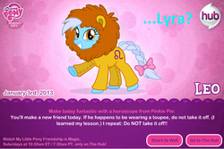 Size: 750x500 | Tagged: safe, leo (g4), earth pony, pony, g4, female, horoscope, leo, mare, ponyscopes, text, zodiac