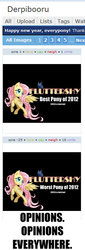 Size: 272x800 | Tagged: safe, fluttershy, derpibooru, g4, exploitable meme, juxtaposition, juxtaposition win