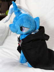 Size: 3456x4608 | Tagged: safe, artist:cryptic-enigma, trixie, pony, unicorn, g4, alicorn amulet, cape, clothes, female, irl, mare, photo, plushie, solo