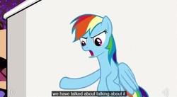 Size: 631x347 | Tagged: safe, screencap, rainbow dash, pony, g4, hurricane fluttershy, my little pony: friendship is magic, female, solo, youtube caption