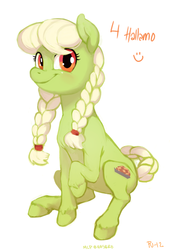 Size: 693x1021 | Tagged: safe, artist:purmu, granny smith, earth pony, pony, g4, female, solo, young, young granny smith