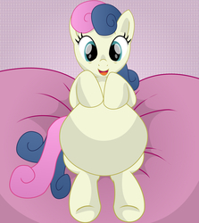 Size: 7200x8078 | Tagged: safe, artist:xniclord789x, bon bon, sweetie drops, g4, absurd resolution, adorabon, belly, big belly, cute, hyper, hyper belly, hyper pregnancy, impossibly large belly, pregnant