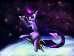 Size: 3000x2250 | Tagged: safe, artist:zolombo, twilight sparkle, g4, book, solo, space