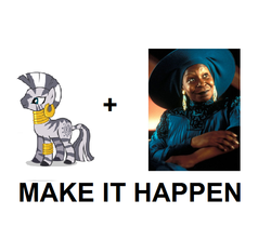 Size: 661x555 | Tagged: safe, zecora, zebra, g4, exploitable meme, guinan, make it happen, meta, star trek, star trek: the next generation