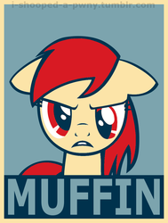 Size: 776x1029 | Tagged: safe, editor:i-shooped-a-pwny, derpy hooves, pegasus, pony, g4, female, hope poster, mare, muffin, obey, poster, propaganda, shepard fairey