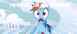 Size: 795x360 | Tagged: safe, edit, edited screencap, screencap, rainbow dash, pony, g4, my little pony: friendship is magic, season 1, sonic rainboom (episode), episode humor, female, image macro, panic, solo