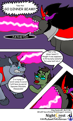 Size: 756x1252 | Tagged: safe, artist:nightcrestcomics, king sombra, oc, oc:bottomless pit, oc:mitzi, g4, beam, bhm, blast, comic, dinner, fat, magic, magic beam, magic blast, obese, somblob, stuffing