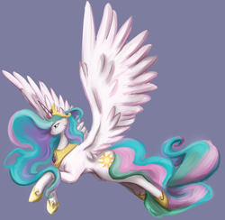 Size: 1572x1536 | Tagged: safe, artist:eclipseowl, princess celestia, pony, g4, female, flying, solo