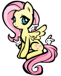 Size: 595x731 | Tagged: safe, artist:misspokky, angel bunny, fluttershy, pegasus, pony, rabbit, g4, cute, female, mare, shyabetes, simple background, solo focus, transparent background