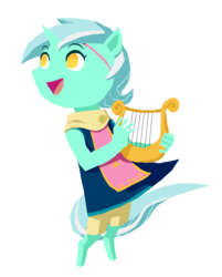 Size: 729x905 | Tagged: safe, artist:curiousglaistig, lyra heartstrings, rito, anthro, g4, hand, lyre, medli, nintendo, style emulation, the legend of zelda, the legend of zelda: the wind waker