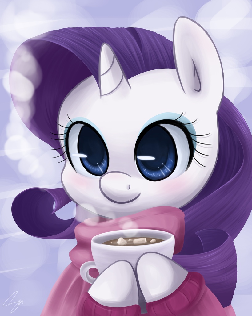 #201143 - safe, artist:steffy-beff, rarity, pony, clothes, cup, cute, femal...