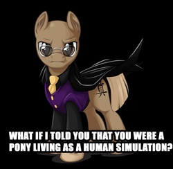 Size: 1500x1464 | Tagged: safe, morpheus, ponified, the matrix, what if i told you