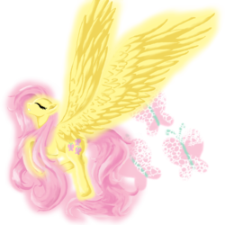 Size: 1600x1600 | Tagged: safe, artist:mollyfisen, fluttershy, butterfly, pony, g4, female, solo