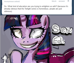 Size: 500x431 | Tagged: safe, artist:buttercupsaiyan, spike, twilight sparkle, ask perverted twilight sparkle, g4, ask, female, solo