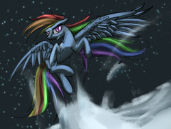 Size: 1600x1200 | Tagged: safe, artist:alumx, rainbow dash, g4, cloud, cloudy, flying