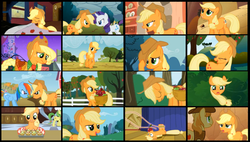 Size: 1024x580 | Tagged: safe, edit, edited screencap, screencap, applejack, rainbow dash, rarity, g4