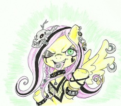 Size: 749x653 | Tagged: safe, artist:joelashimself, fluttershy, pony, g4, emoshy, female, flutterbitch, piercing, solo