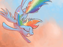 Size: 1000x750 | Tagged: safe, artist:sirpayne, rainbow dash, g4, cloud, cloudy, flying