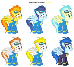Size: 3200x2900 | Tagged: safe, artist:pika-robo, artist:sierraex, fire streak, misty fly, nightshade, soarin', spitfire, surprise, pegasus, pony, alternate clothes, clothes, costume, palette swap, recolor, shadowbolts, shadowbolts costume, show accurate, uniform, wonderbolts, wonderbolts uniform