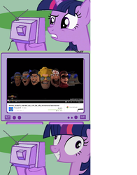 Size: 853x1086 | Tagged: safe, twilight sparkle, robot, g4, badass soldier, contemplating insanity, derp, engineer, engineer (tf2), exploitable meme, fuck shit sound.video, heavy (tf2), rule 63, scout (tf2), sniper, sniper (tf2), soldier, soldier (tf2), spy, spy (tf2), team fortress 2, tv meme, twilight snapple, weegeetnik, youtube link