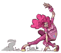 Size: 1000x854 | Tagged: safe, artist:theartrix, pinkie pie, human, g4, action pose, clothes, female, humanized, simple background, slide, solo, transparent background