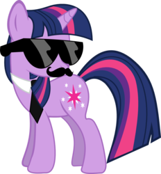 Size: 881x950 | Tagged: safe, artist:l0gun, twilight sparkle, g4, moustache, necktie, sunglasses