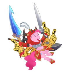 Size: 1600x1700 | Tagged: safe, artist:madmax, pinkie pie, earth pony, pony, g4, crossover, female, final fantasy, final fantasy v, gilgamesh, solo