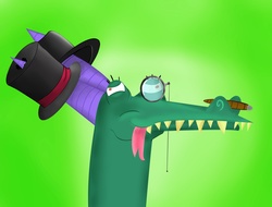 Size: 1600x1219 | Tagged: safe, artist:mrdouche89, crackle, dragon, g4, cigar, classy, hat, monocle, top hat