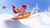 Size: 1600x900 | Tagged: safe, artist:newlifer, scootaloo, pony, g4, backlighting, female, filly, flag, foal, skiing, snow, solo, tree