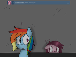 Size: 1280x960 | Tagged: safe, fluttershy, rainbow dash, ask magedash, g4, alternate hairstyle, ask, flutterstalker