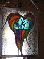 Size: 2073x2764 | Tagged: safe, artist:zarlana, rainbow dash, g4, heart pony, photo, stained glass