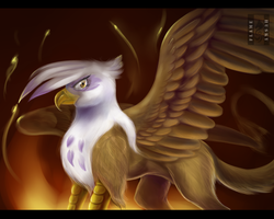 Size: 1000x800 | Tagged: safe, artist:flamehusky, gilda, griffon, g4, female, glare, solo, spread wings