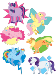 Size: 900x1211 | Tagged: safe, artist:kaceymeg, applejack, fluttershy, pinkie pie, rainbow dash, rarity, twilight sparkle, shetland pony, g4, realistic, unshorn fetlocks