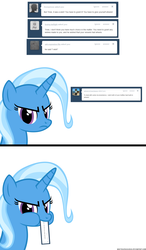 Size: 1050x1800 | Tagged: safe, artist:navitaserussirus, trixie, genie, pony, unicorn, asktwixiegenies, g4, ask, comic, female, frown, looking at you, mare, nom, solo