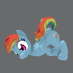 Size: 320x320 | Tagged: safe, artist:oddwarg, rainbow dash, pegasus, pony, g4, 3d, animated, cg, cgi, dumb running ponies, face down ass up, female, gif, low poly, mare, not salmon, scootie belle, wat