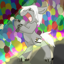 Size: 894x894 | Tagged: safe, artist:nekoise-the-akatsuki, pony, bipedal, crossover, hetalia, microphone, ponified, prussia, singing, standing