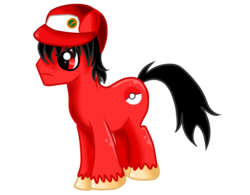 Size: 900x703 | Tagged: safe, artist:sirgalahadbw, earth pony, pony, hat, male, pokémon, ponified, red (pokémon), simple background, solo, stallion, transparent background