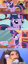 Size: 566x1283 | Tagged: safe, twilight sparkle, g4, alicorn drama, caption, comic, hub logo, jesus christ, phone