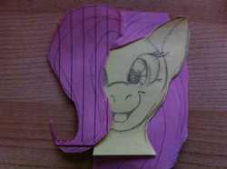 Size: 600x447 | Tagged: safe, artist:kliefox, fluttershy, g4, craft, index card, photo, sticky note